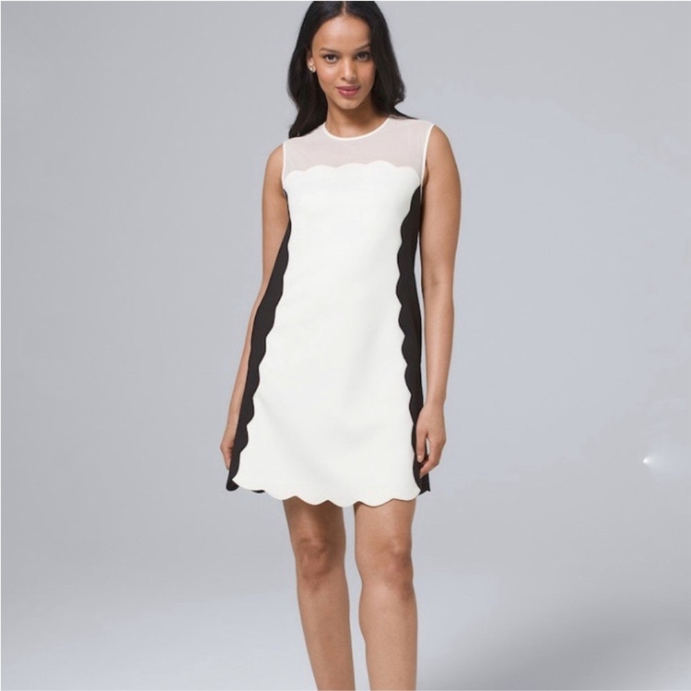 Nicole Miller colorblock scalloped shift dress